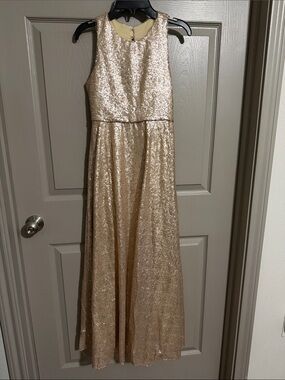 Girls' Sparkle Formal Dress in Champagne - Elegant Sequined Gown